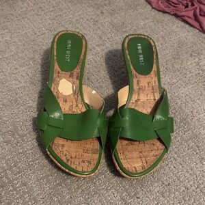 Nine West Green Kitten Heeled Sandals